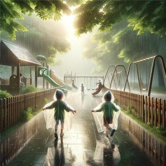 Disposable Rain Poncho for Kids with Hood (5 Pack) – Lightweight Waterproof - Picture 7 of 8